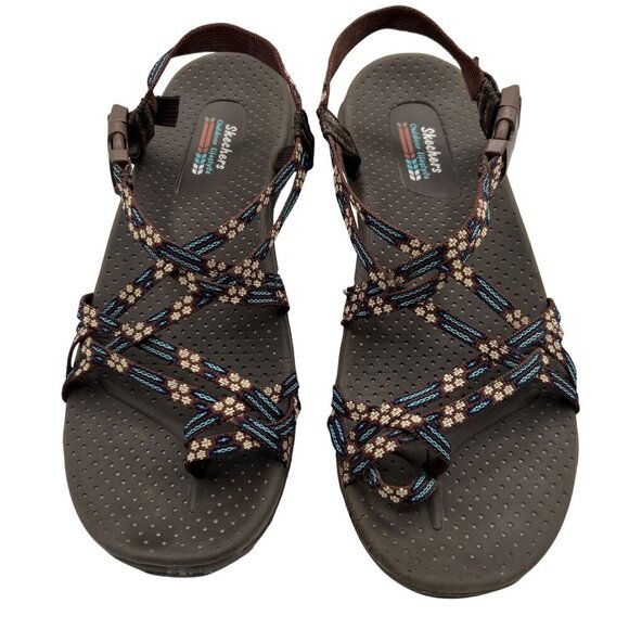 Skechers Womens10.5 Reggae Strappy Slingback Sandal Comfort Cushion Soles Hiking - Picture 3 of 12